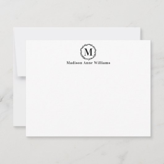 Carte De Correspondance Simple Moderne Élégant Rustique Wreath Monogramme  (Devant)