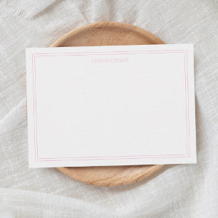 Carte De Correspondance Simple moderne minimaliste rose deux bordures Mono