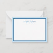 Carte De Correspondance Simple Moderne Monogramme Bleu Bordure Deux Tons (Devant)