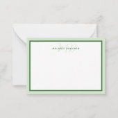 Carte De Correspondance Simple Moderne Monogramme Bordure Deux Tons Vert (Devant)