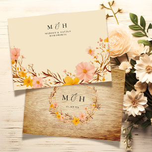Carte De Correspondance Simple Moderne Monogramme Couple Fleur sauvage Loo