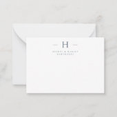 Carte De Correspondance Simple moderne Monogramme Couple initial Marine bl (Devant)