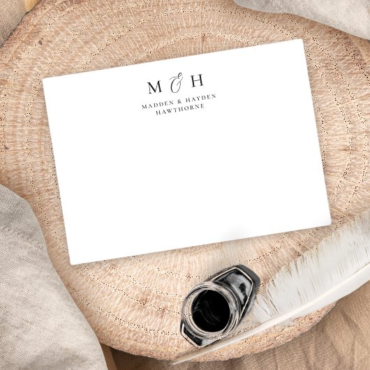 Carte De Correspondance Simple moderne Monogramme Couple Mariage papeterie