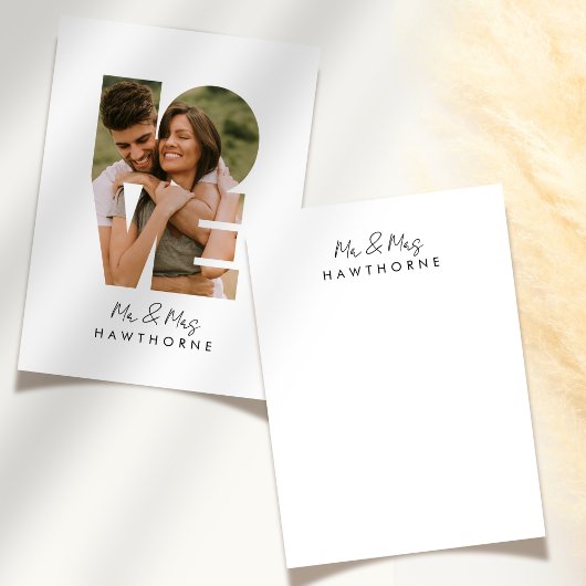 Carte De Correspondance Simple moderne Monogramme Couple Mariage Photo