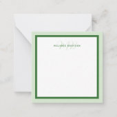 Carte De Correspondance Simple Moderne Monogramme Vert Bordure Double Ton (Devant)