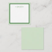 Carte De Correspondance Simple Moderne Monogramme Vert Bordure Double Ton (Devant / Derrière)