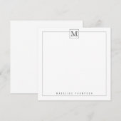 Carte De Correspondance Simple moderne noir initial Monogramme bordure Car (Devant / Derrière)