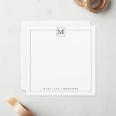 Carte De Correspondance Simple moderne noir initial Monogramme bordure Car (Devant/Arrière en situation)
