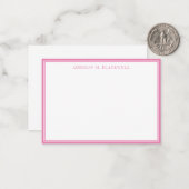 Carte De Correspondance Simple moderne rose blanc (Devant/Arrière en situation)