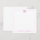 Carte De Correspondance Simple moderne rose initial Monogramme bordure Car (Devant / Derrière)