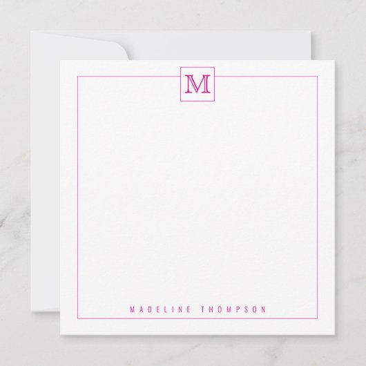 Carte De Correspondance Simple moderne rose initial Monogramme bordure Car (Devant)