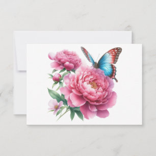 Carte De Correspondance Simple moderne rose papillon plat