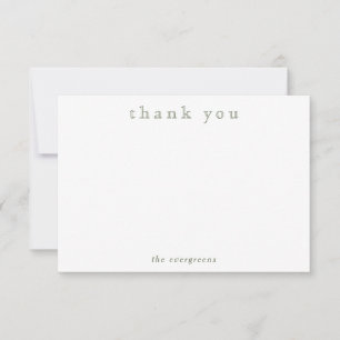 Carte De Correspondance Simple Moderne Vert Sauge Merci