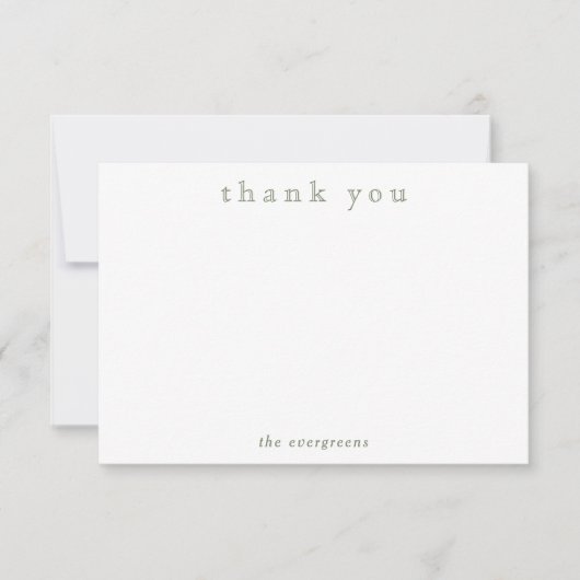 Carte De Correspondance Simple Moderne Vert Sauge Merci (Devant)