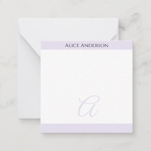Carte De Correspondance Simple Monogramme Mini Pastel Chic Lavande Clair (Devant)