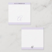 Carte De Correspondance Simple Monogramme Mini Pastel Chic Lavande Clair (Devant / Derrière)