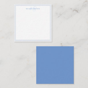 Carte De Correspondance Simple Monogramme Minimaliste Bleu Pastel Deux Bor