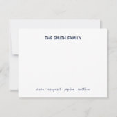 Carte De Correspondance Simple Navy Blue Script Family Stationery (Devant)