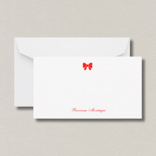 Carte De Correspondance Simple Nœud Chic Rouge Néon Nom Manuscrit