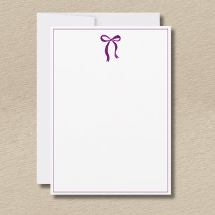 Carte De Correspondance Simple Nœud Papillon Violet Prune Bord Mince Sans