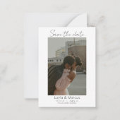 Carte De Correspondance Simple Noir & Blanc Photo Mariage Enregistrer La D (Devant)