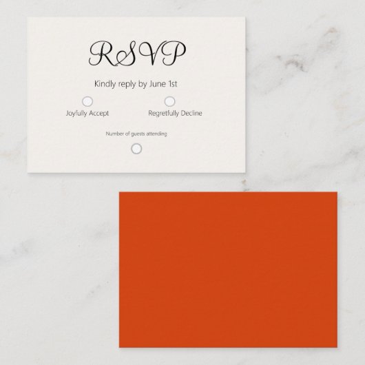 Carte De Correspondance Simple orange clair (Devant / Derrière)