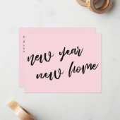 Carte De Correspondance Simple Pastel rose Nouvel An Nouveau Accueil (Devant/Arrière en situation)