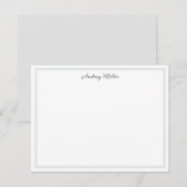 Carte De Correspondance Simple personnalisé gris bordure Script (Devant / Derrière)