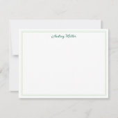 Carte De Correspondance Simple personnalisé vert bordure script (Devant)
