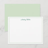 Carte De Correspondance Simple personnalisé vert bordure script (Devant / Derrière)