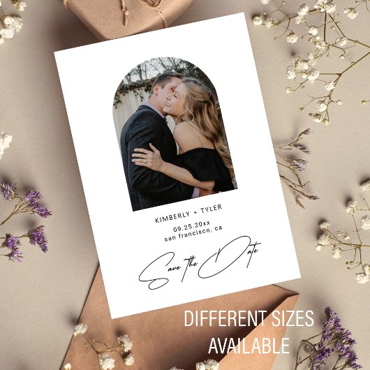 Carte De Correspondance Simple photo élégant mariage script enregistrer la