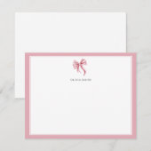 Carte De Correspondance Simple Pink Bow Coquette Personalized (Devant / Derrière)