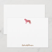 Carte De Correspondance Simple Pink Tiger Script Personalized Stationery (Devant / Derrière)
