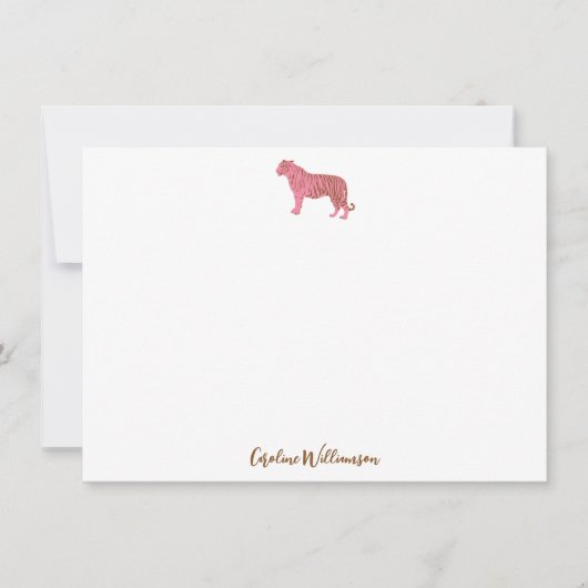 Carte De Correspondance Simple Pink Tiger Script Personalized Stationery (Devant)