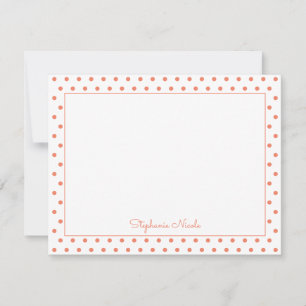 Carte De Correspondance Simple Polka Dot Orange Personnalisé Mince Bordure