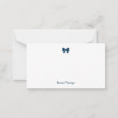 Carte De Correspondance Simple Prussian Blue Bow Handwritten Name  (Devant)