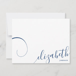 Carte De Correspondance Simple romantique Calligraphie bleu marine