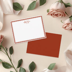 Carte De Correspondance Simple Rouge Écarlate Minimaliste Monogramme Deux