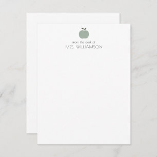 Carte De Correspondance Simple Sage Green Cute Apple Professeur personnali