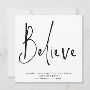 Carte De Correspondance Simple Script Believe Black White Holiday