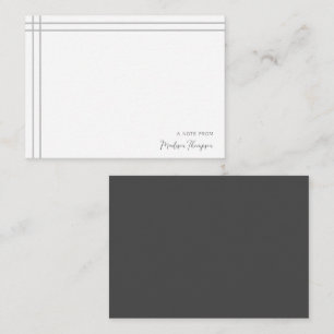 Carte De Correspondance Simple Script Gris Blanc 2 Côté Double Bordure