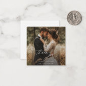 Carte De Correspondance Simple Script Moderne Mariage Merci photo (Devant/Arrière en situation)