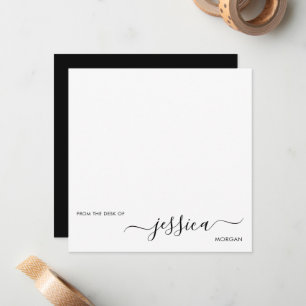 Carte De Correspondance Simple script noir moderne