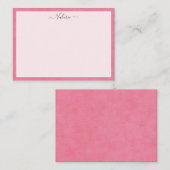 Carte De Correspondance Simple Script Personnalisé Fille Rose (Devant / Derrière)