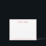 Carte De Correspondance Simple script red border personalized stationery<br><div class="desc">Modern script name and optional address or other text along with thin red color border,  simple and elegant. great professional personalized stationery for holiday season. 
Customize it with the border color of your choice.</div>