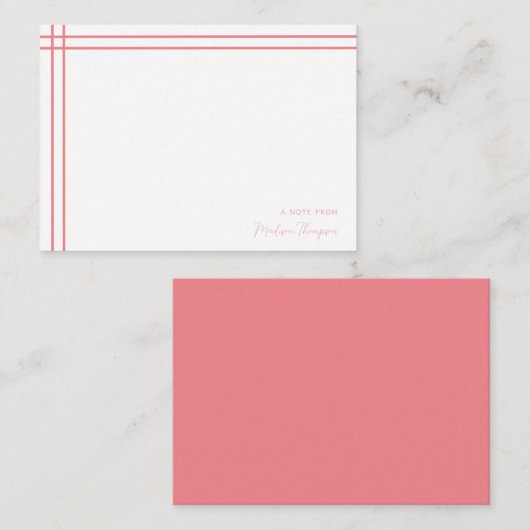 Carte De Correspondance Simple Script rose 2 côté double bordure (Devant / Derrière)