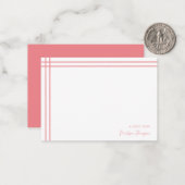 Carte De Correspondance Simple Script rose 2 côté double bordure (Devant/Arrière en situation)