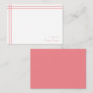 Carte De Correspondance Simple Script rose 2 côté double bordure