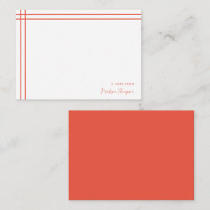 Carte De Correspondance Simple Script Scarlet Orange 2 Côté Double Bordure