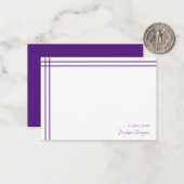 Carte De Correspondance Simple Script Violet 2 Côté Double Bordure (Devant/Arrière en situation)
